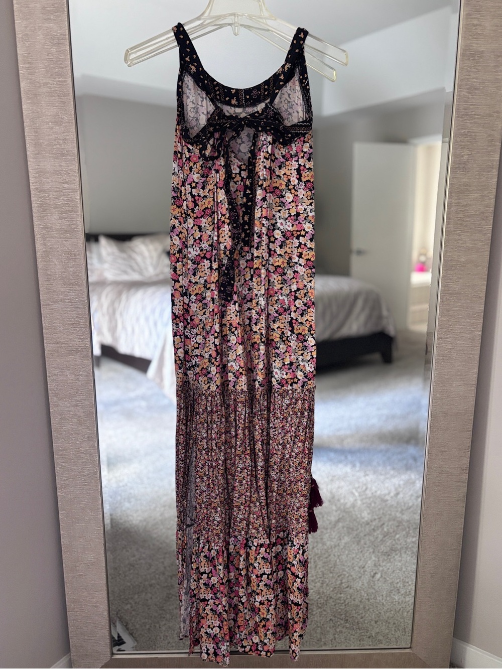 Anthropologie Maaji Calico Alessa Maxi Dress Floral Side Slits Tasseled Size S - Picture 5 of 9